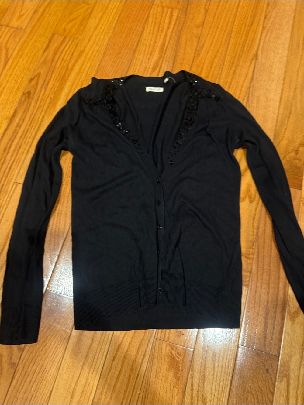 Black Embellished V-Neck Cardigan Sweater - Women's